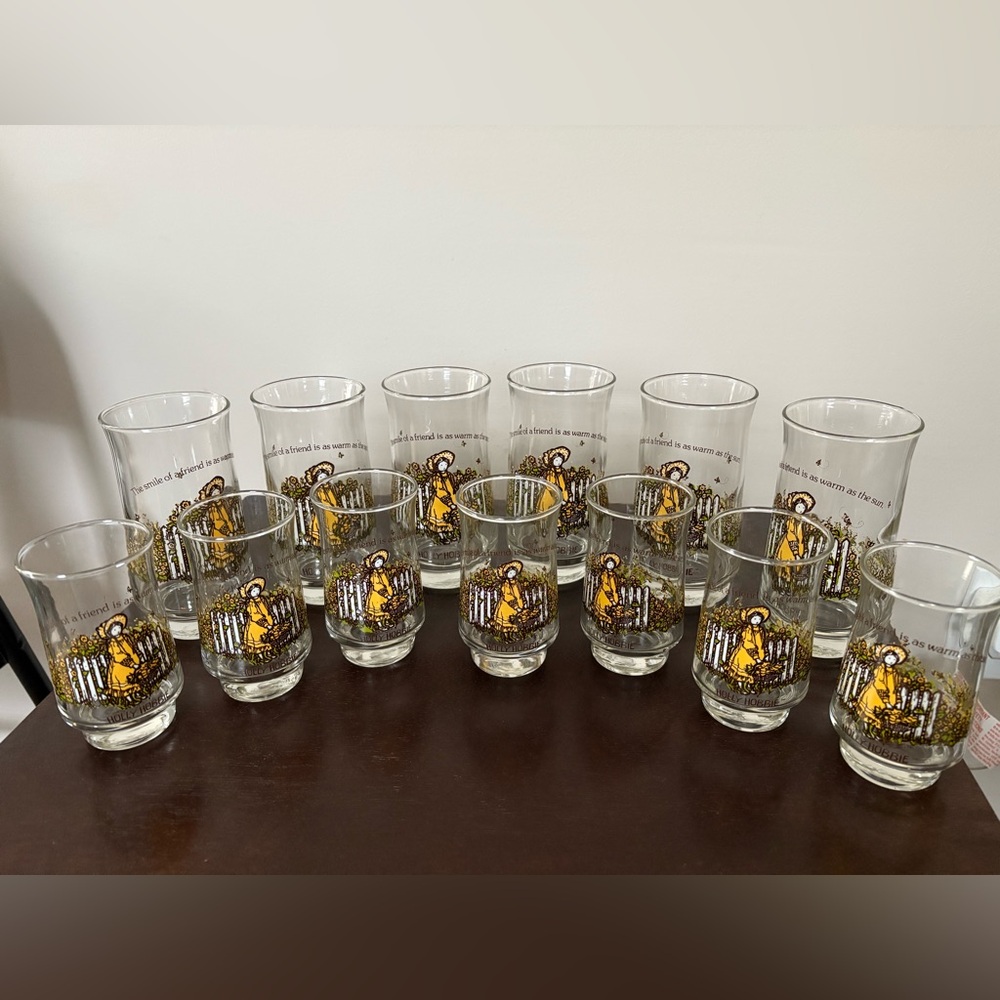 Set Of 13 Holly Hobbie American Greetings Glass Tumblers Vintage Friends 80’s